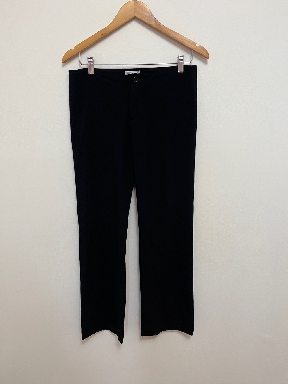 Issey Miyake Fete Black High Rise Wide Leg Straight Trouser Pants Quiet Luxury M